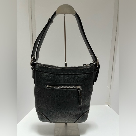 Coach Purse Pebble Leather Adjustable Strap Shoulder H0894-F12319 Black Buckle - Picture 4 of 15